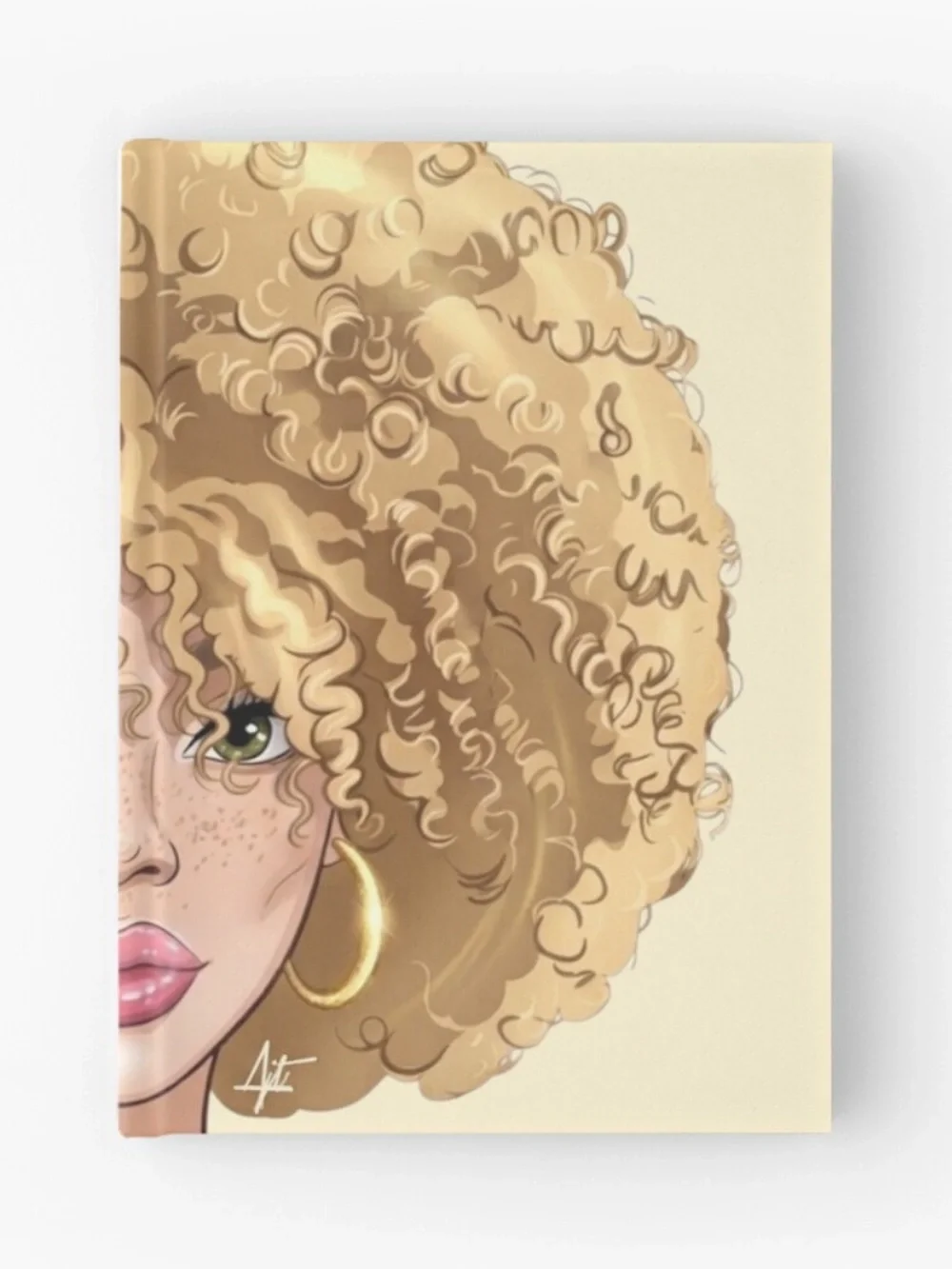 “Borrowed Sun” Illustrated Afro Portrait Hardback Journal